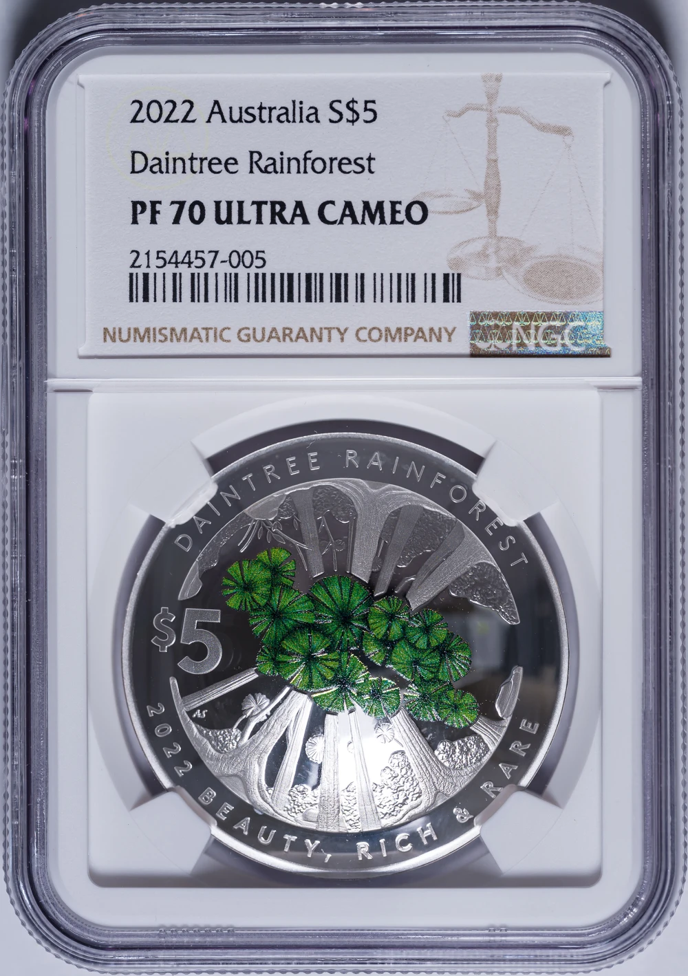 Australia. PF-70 UC 2022 Rainforest Domed Silver