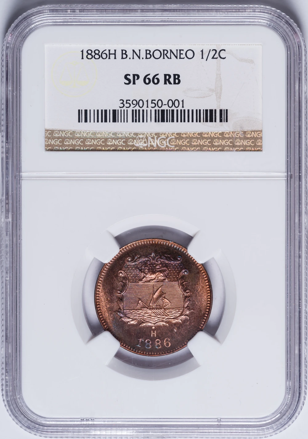 British North Borneo. NGC Specimen-66 RB 1886-H Half Cent