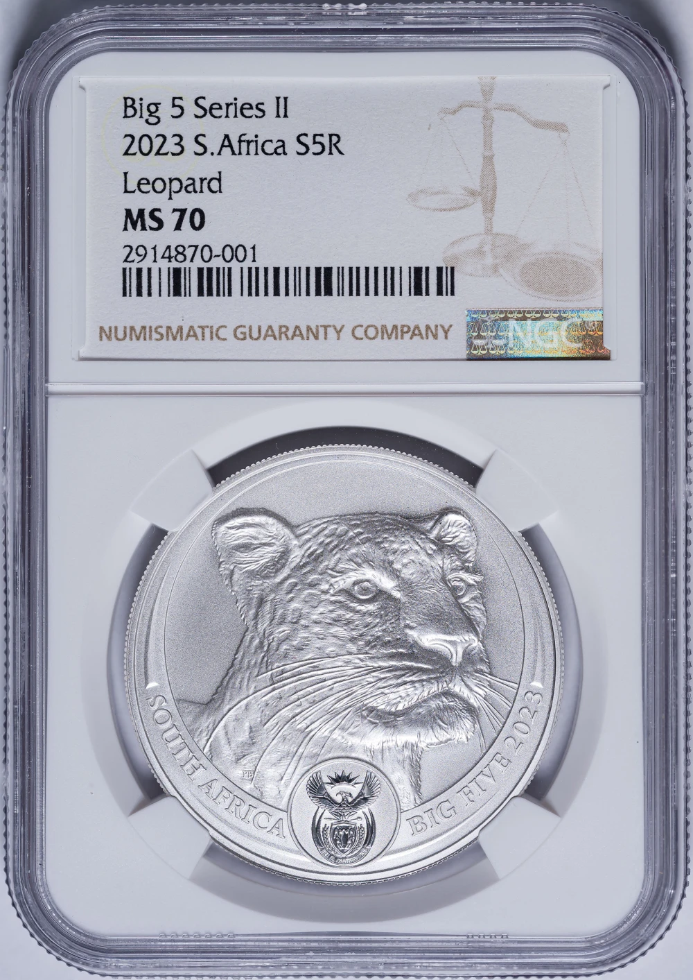 S.Africa. NGC MS-70 2023 Silver Leopard