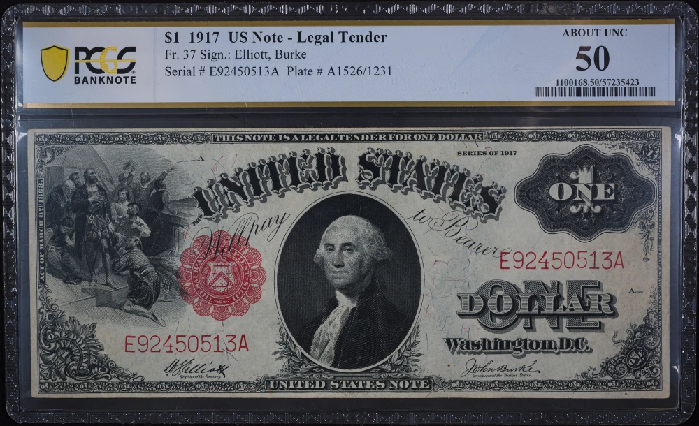 PCGS AU-50 1917 $1 Legal Tender