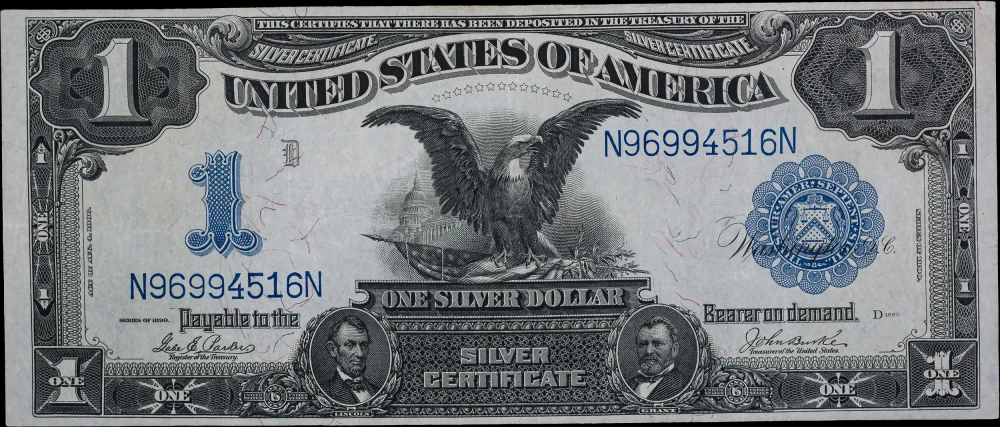 AU+ 1899 $1 Black Eagle Silver Certificate