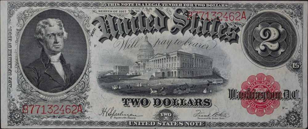 EF 1917 $2 Legal Tender