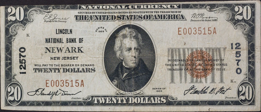 VF Details 1929 $20 New Jersey National