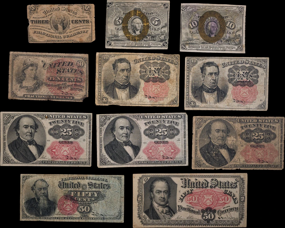 Group of Good to VG Fractional Currency Notes