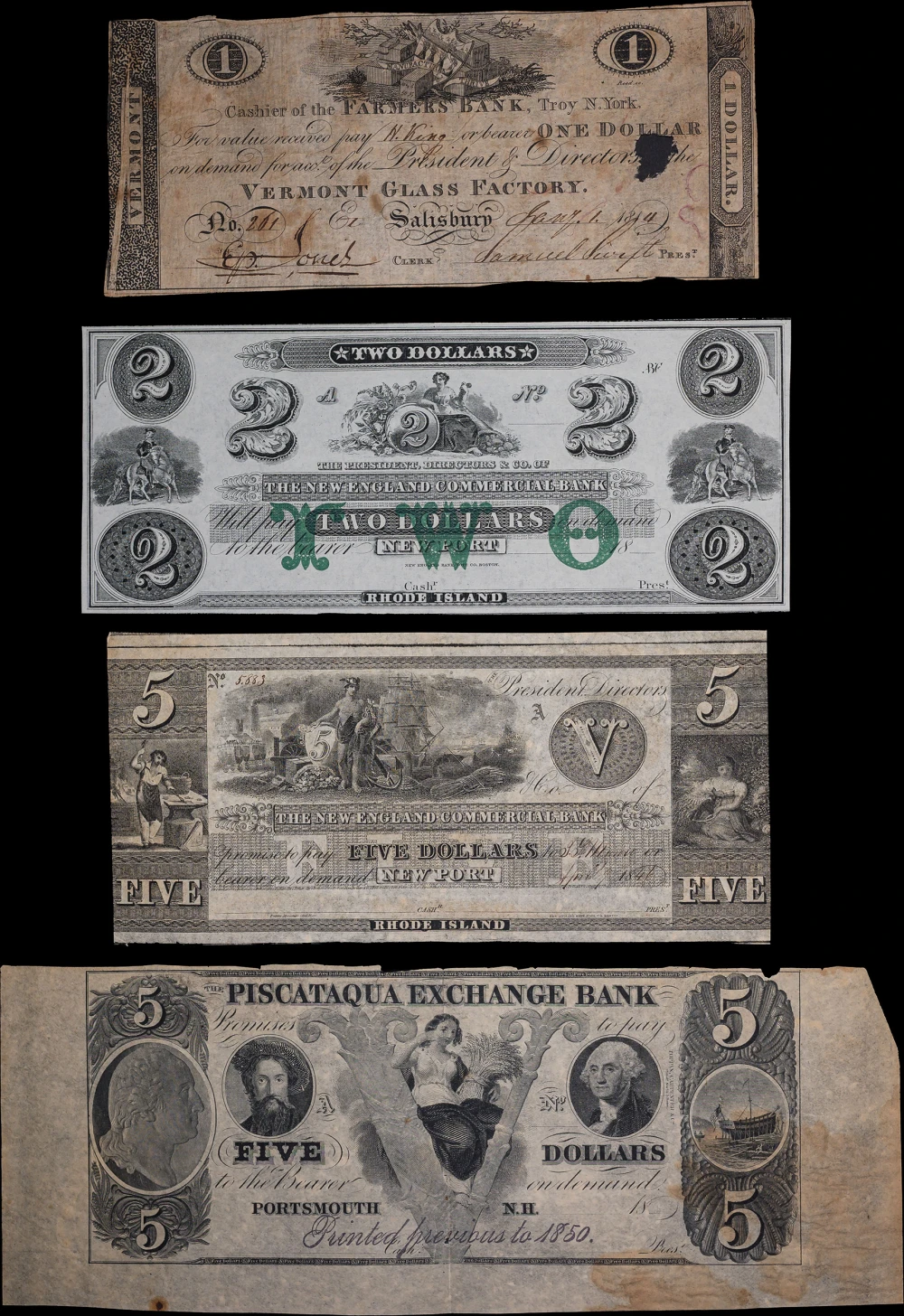 Group of Four Different Obsolete Notes