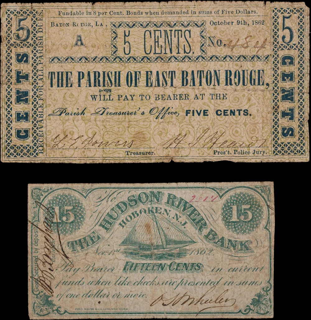 Scarce Merchant Scrip Note Pair