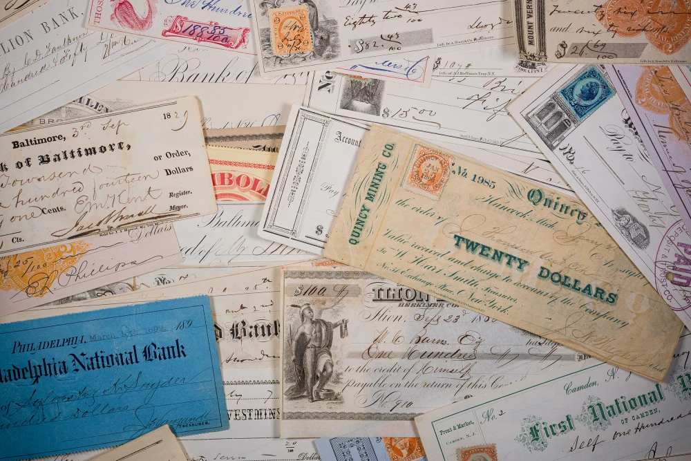 Hoard of Old Bank Checks and Receipts