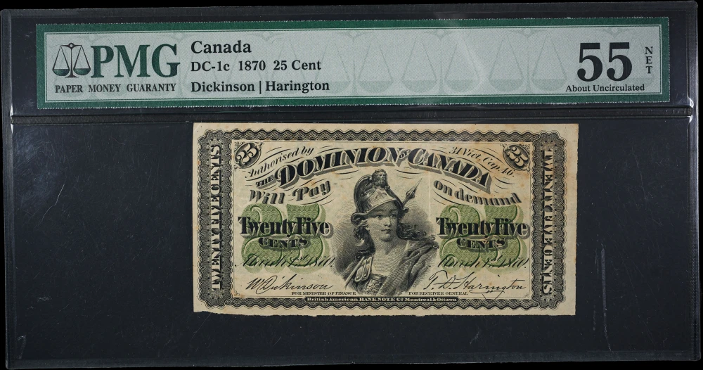 Canada. PMG 55 Net 1870 25 Cent