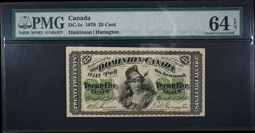 Canada. PMG 64 EPQ 1870 25 Cent