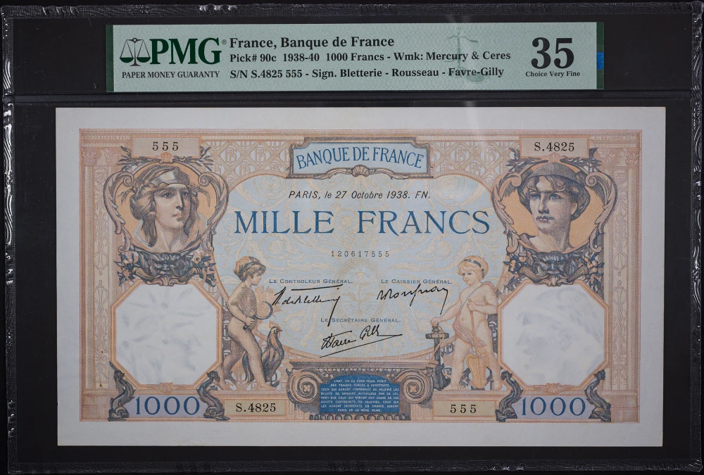France. PMG VF-35 1938-40 1000 Francs