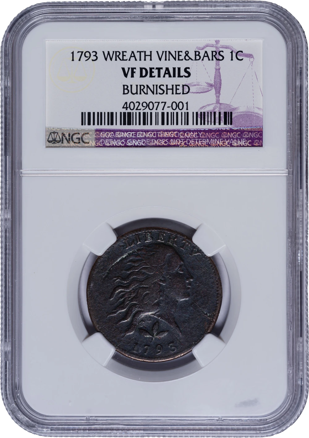 NGC VF Details 1793 Wreath Cent