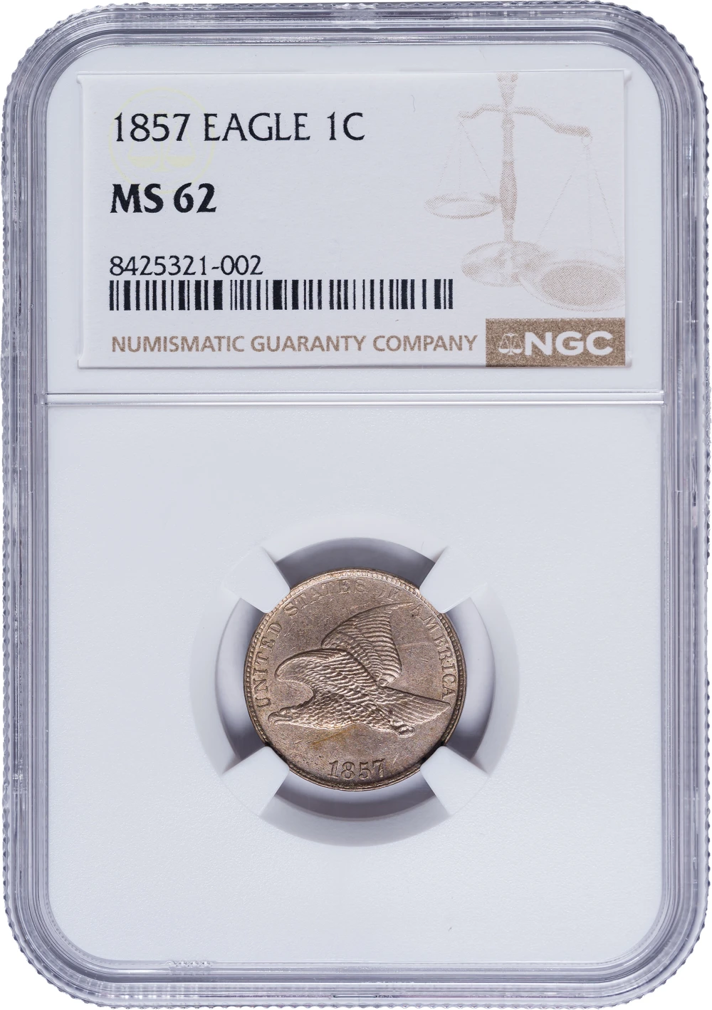 NGC MS-62 1857 Flying Eagle Cent