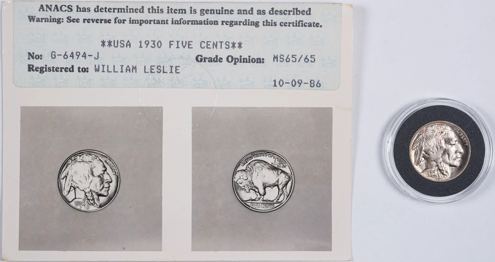 ANACS MS-65 1930 Buffalo Nickel