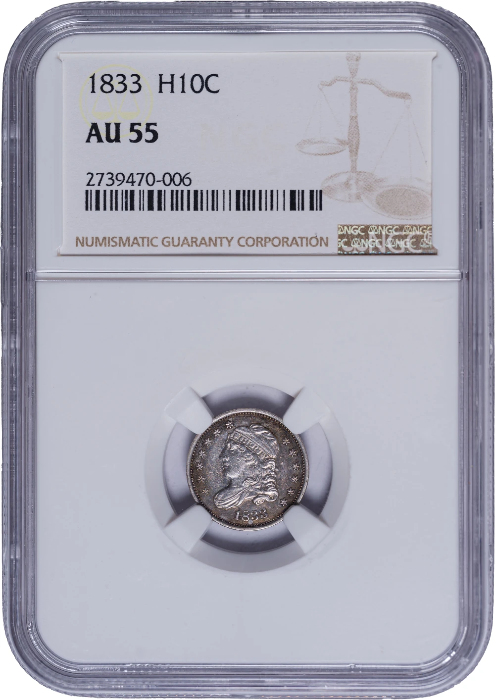 NGC AU-55 1833 Half Dime