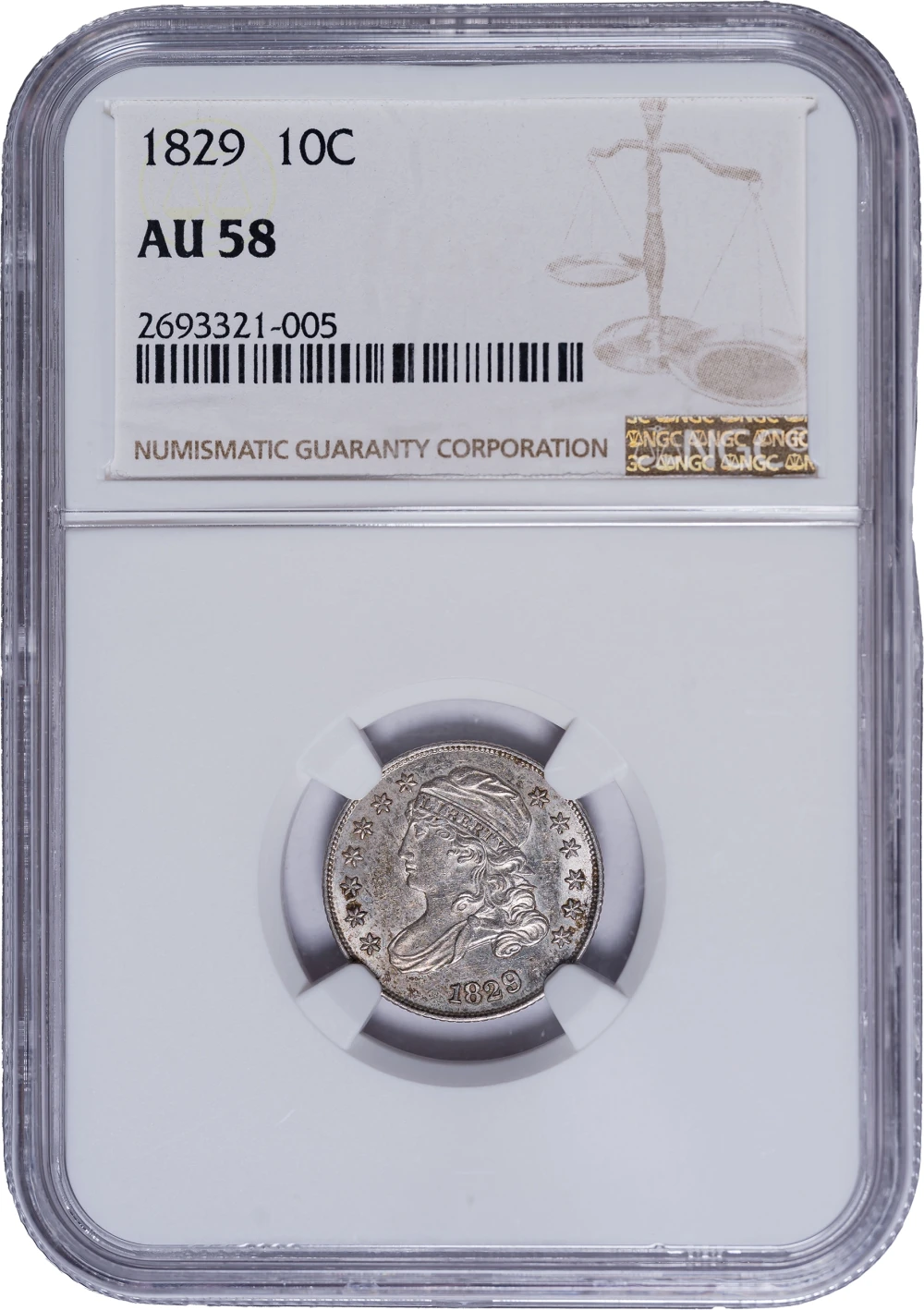 NGC AU-58 1829 Dime