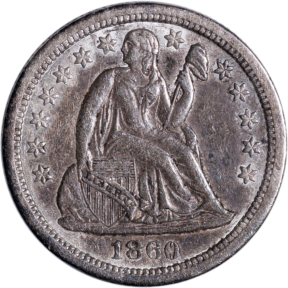 AU-50 1860-S Seated Dime