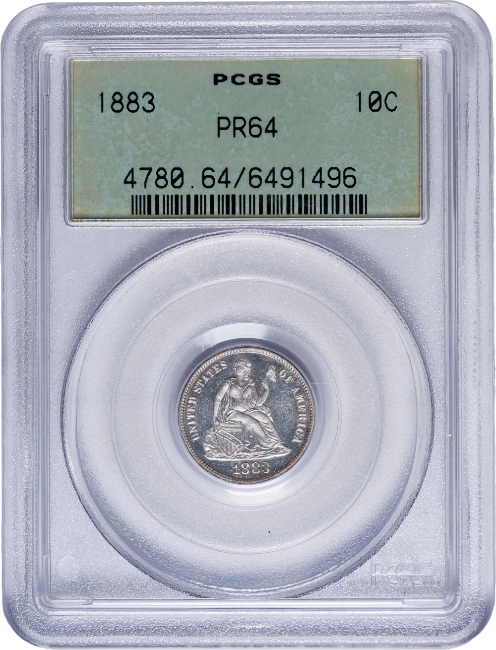 PCGS Proof-64 1883 Seated Dime