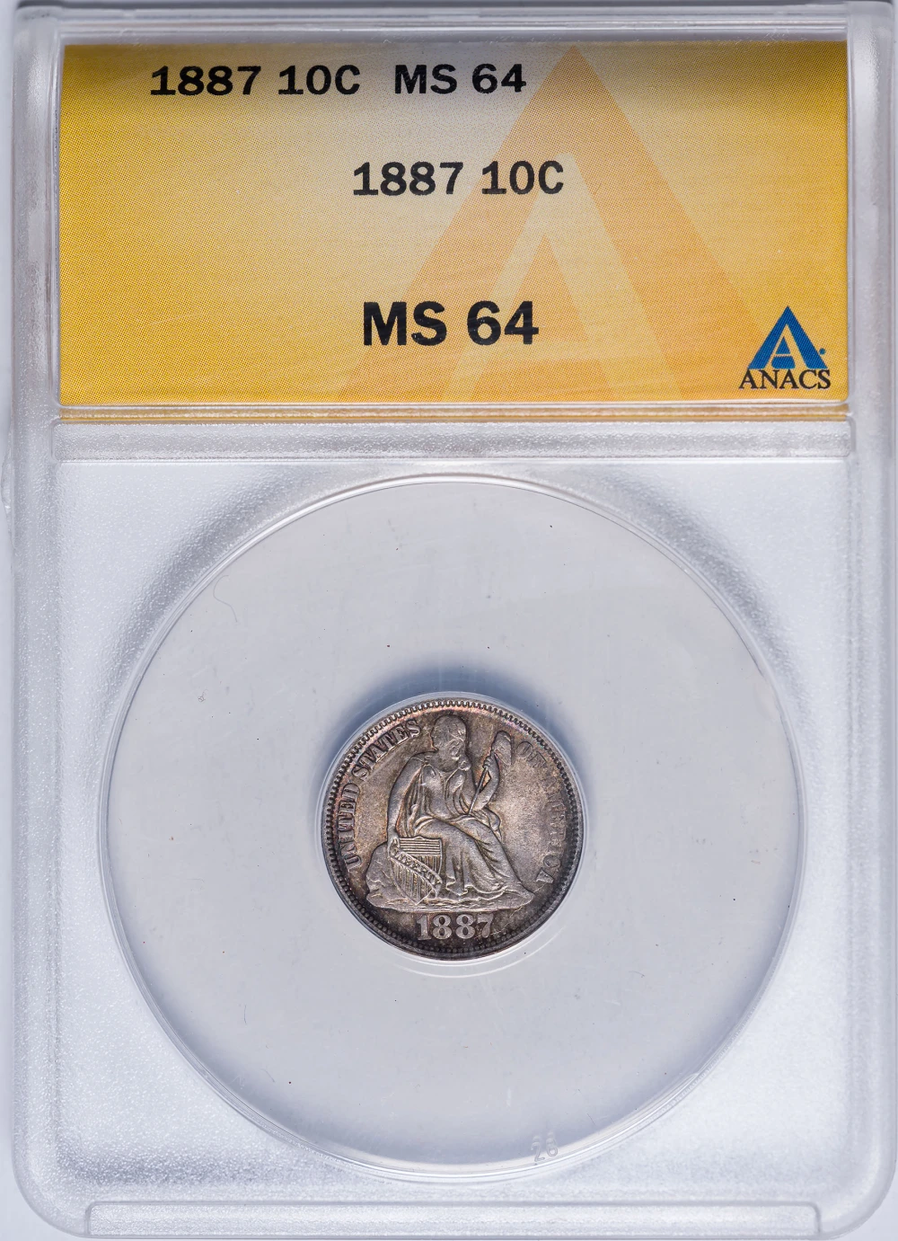 ANACS MS-64 1887 Seated Dime