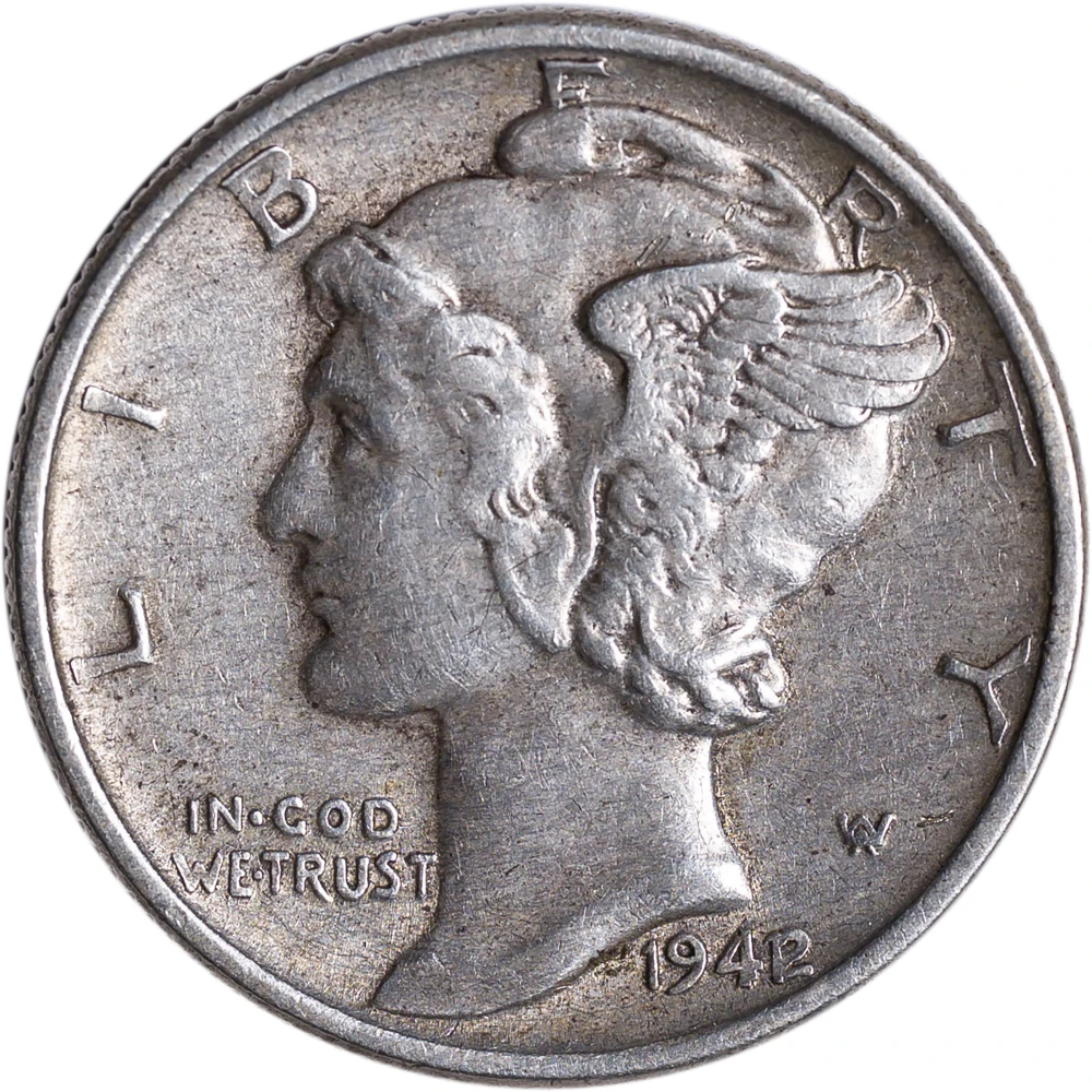 EF-45 Details 1942/1 Mercury Dime