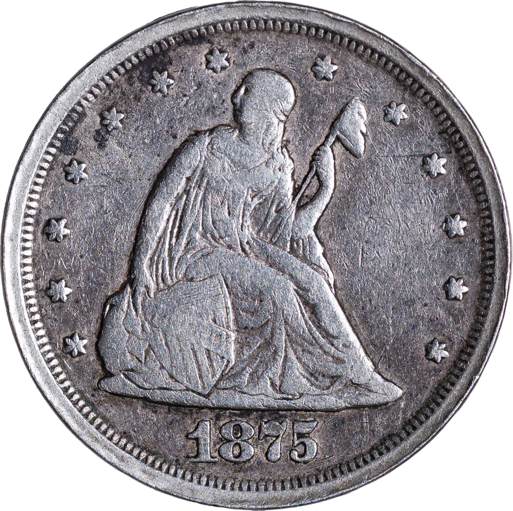 VF-20 Details 1875-S Twenty Cents