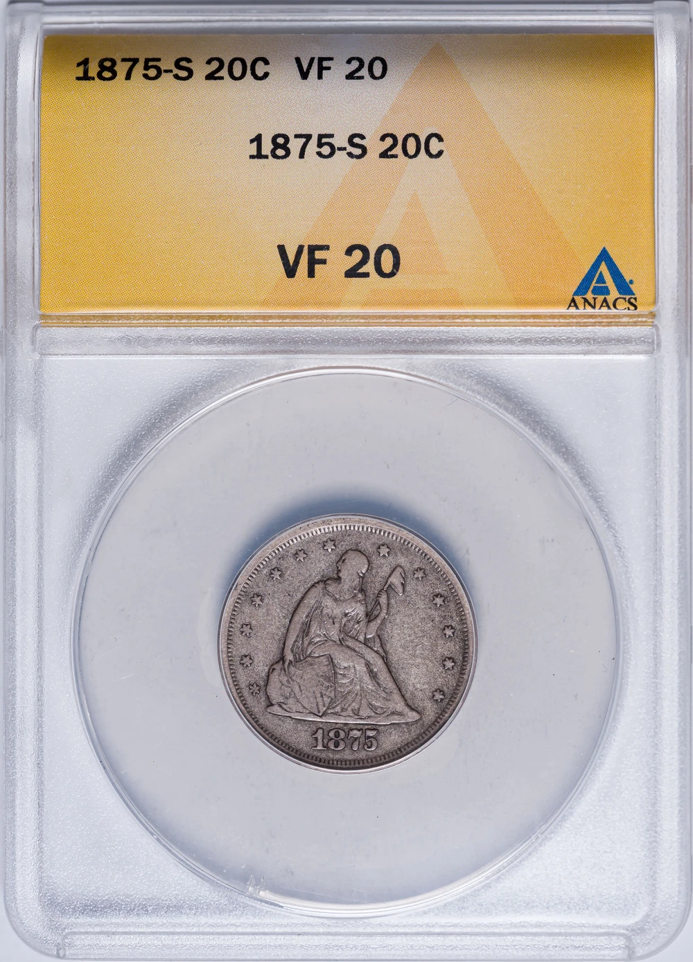 ANACS VF-20 1875-S Twenty Cents