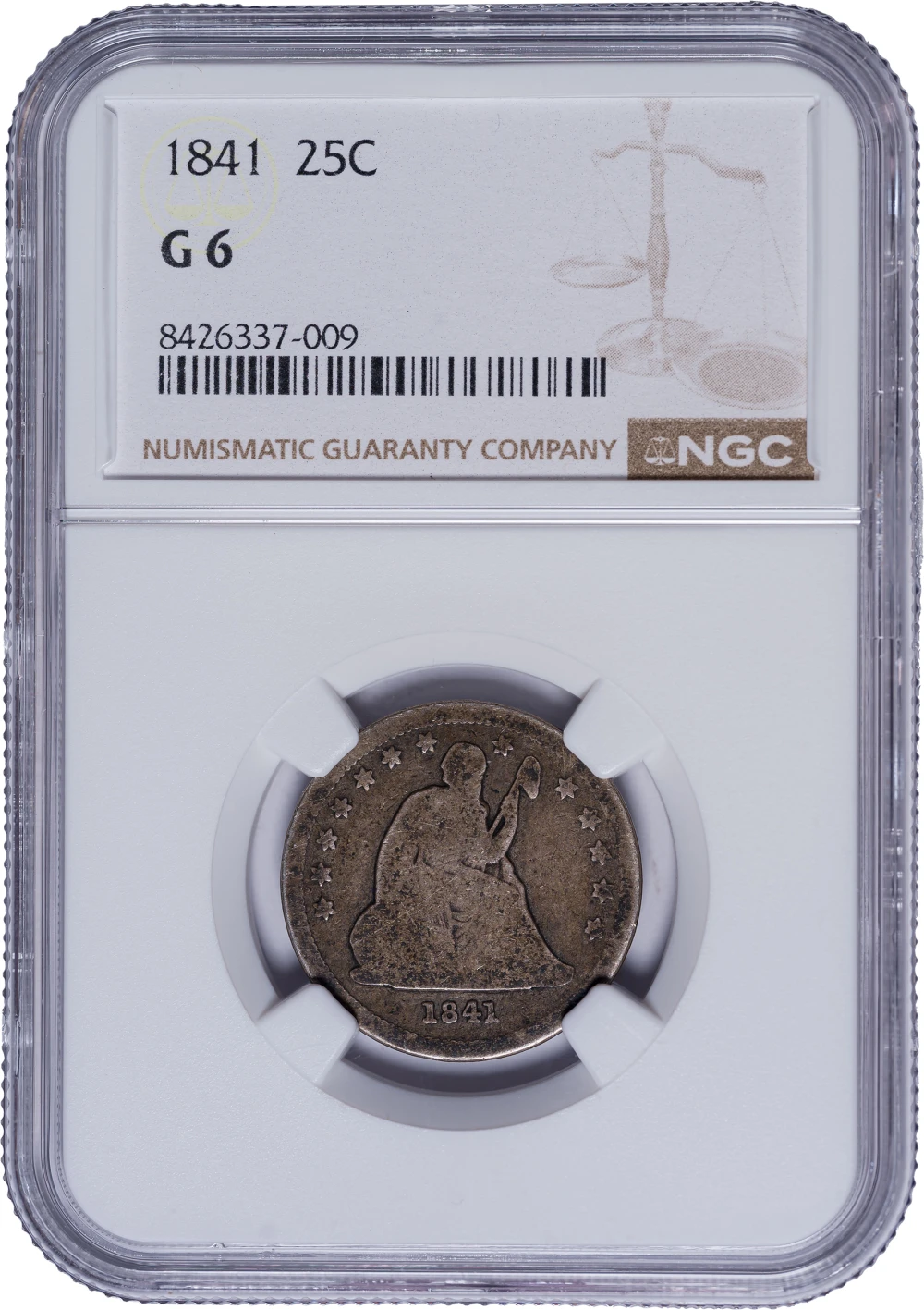 NGC Good-6 1841 Seated Quarter