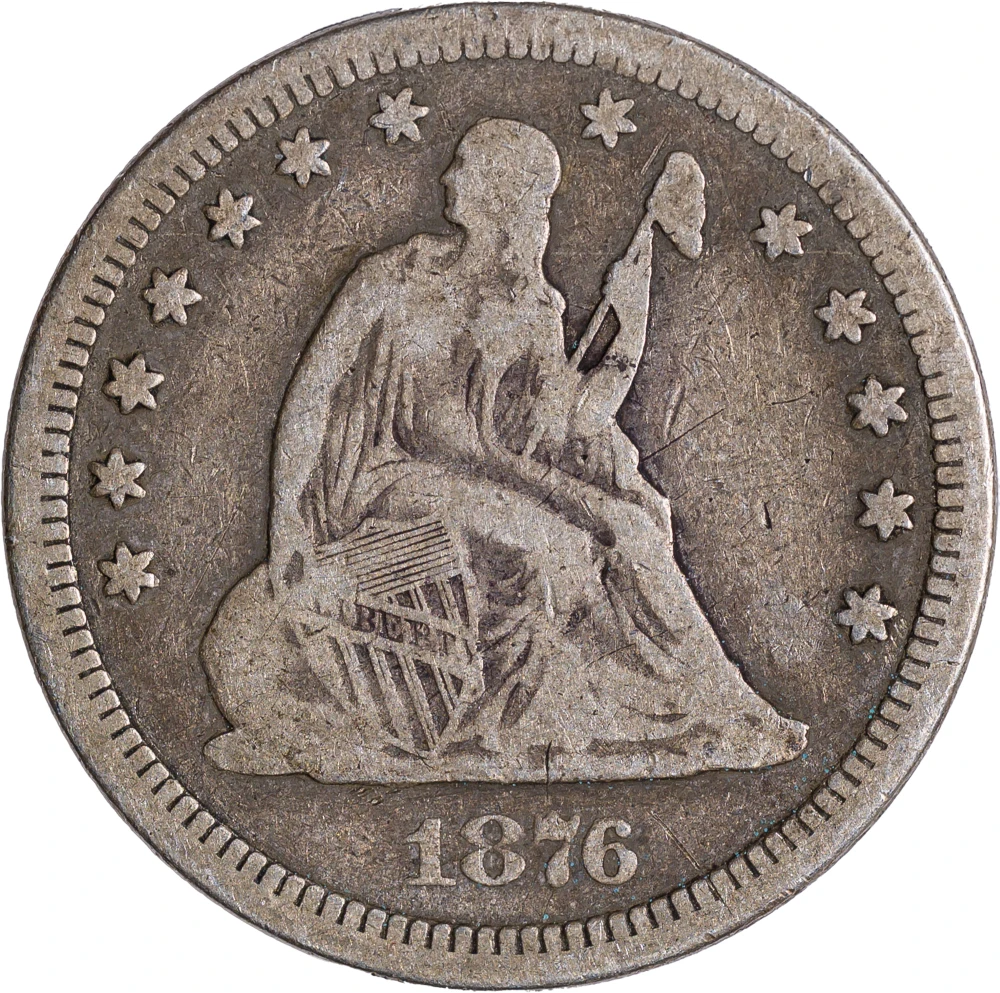 F-12 1876-CC Seated Quarter