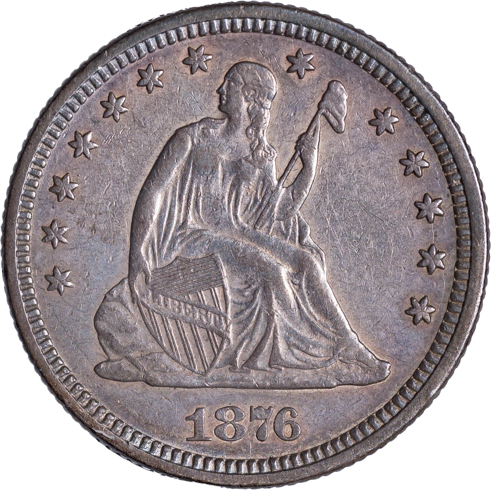EF-AU-45 1876 Quarter