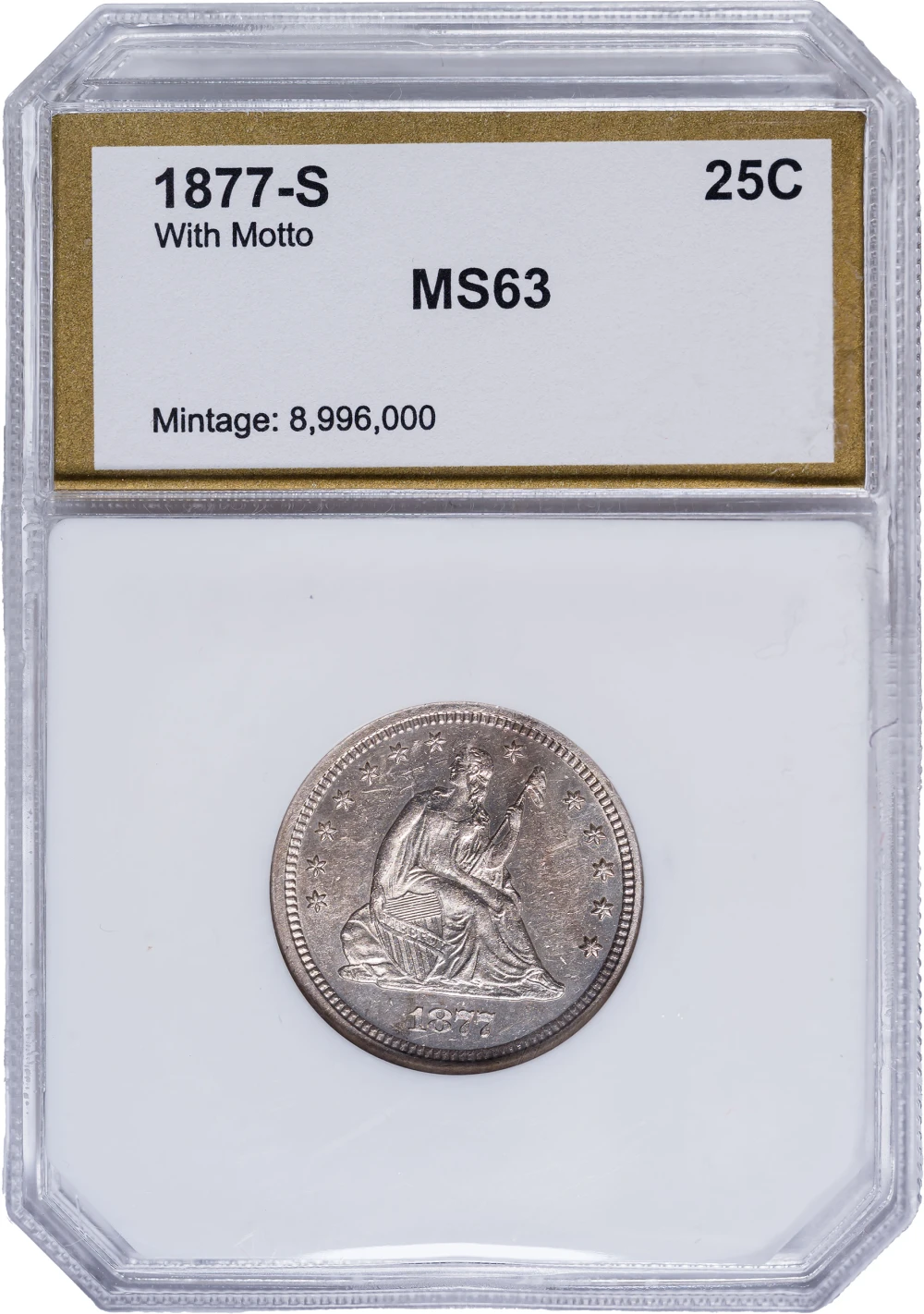 PCI MS-63 1877-S Seated Quarter