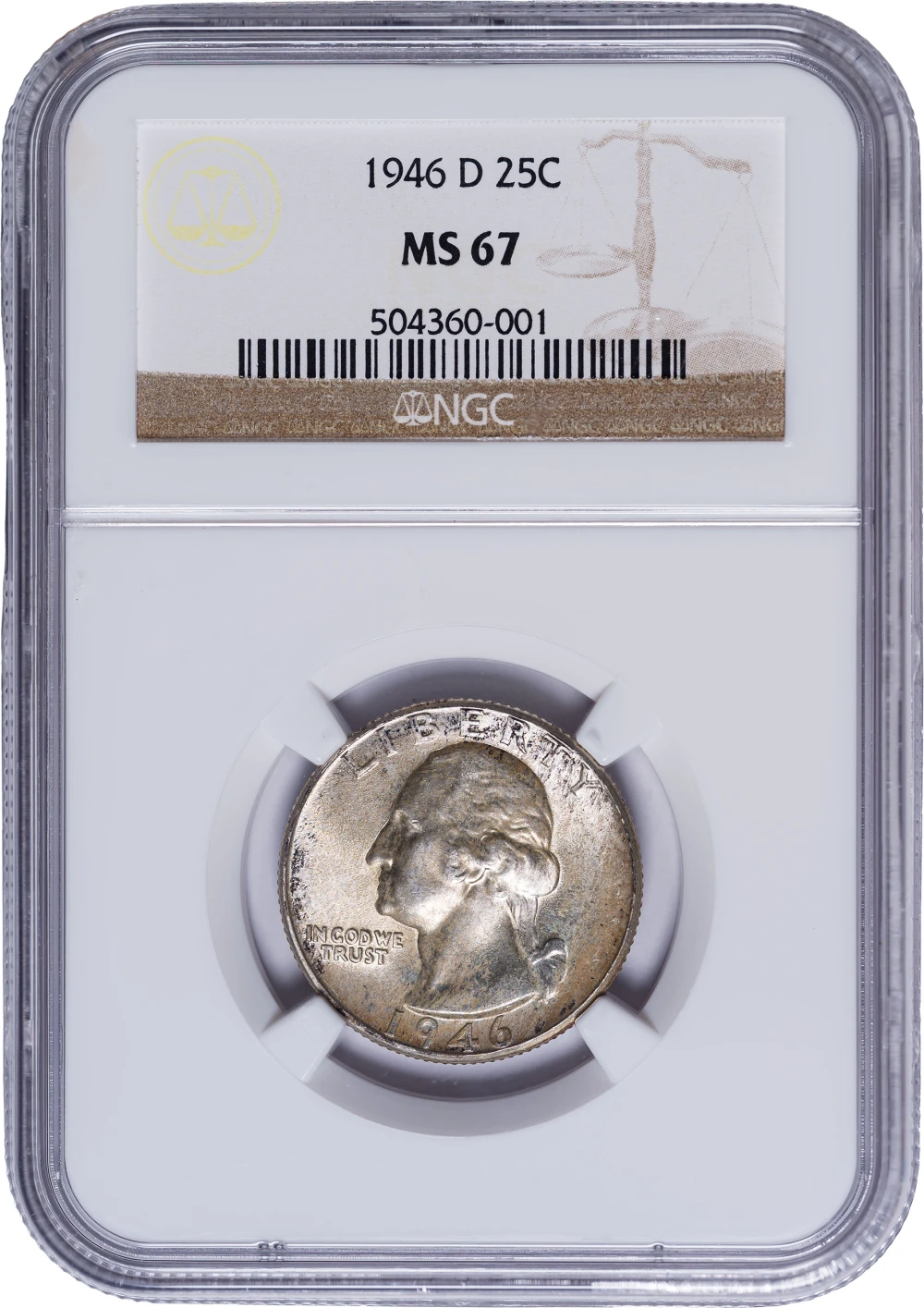 NGC MS-67 1946-D Washington Quarter