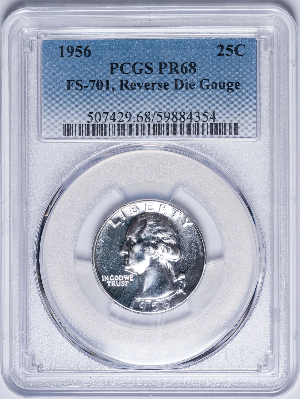 PCGS Proof-68 1956 Washington Quarter Variety