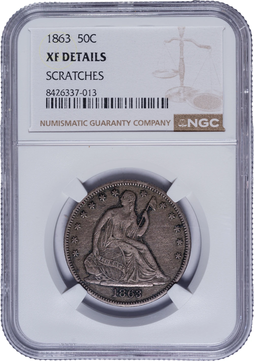 NGC EF Details 1863 Half Dollar
