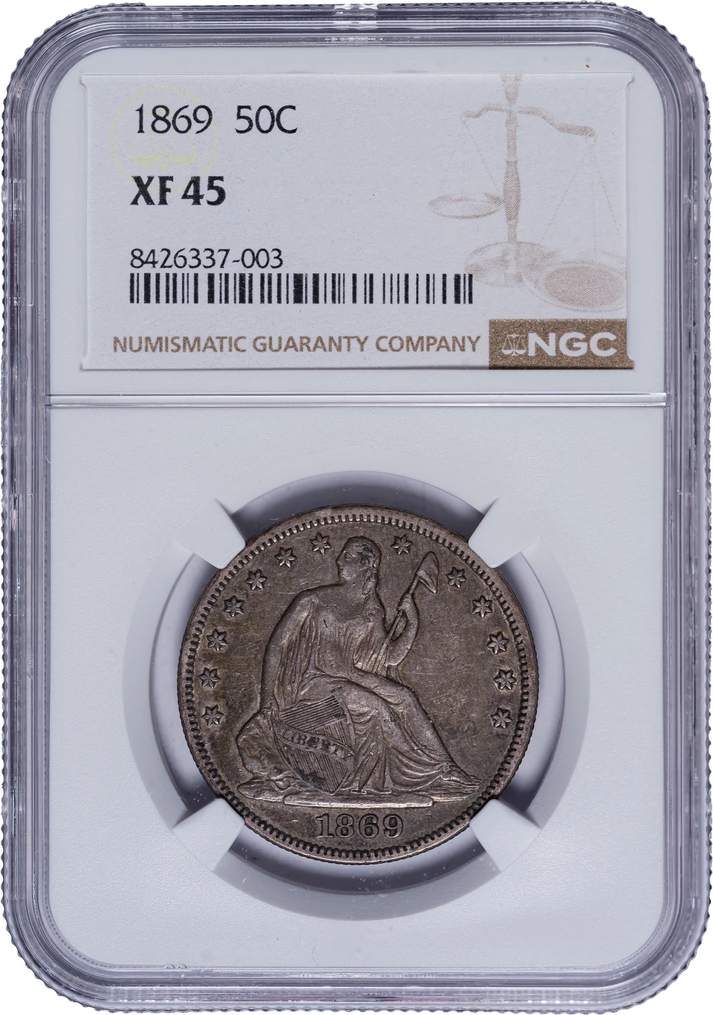 NGC EF-45 1869 Half Dollar