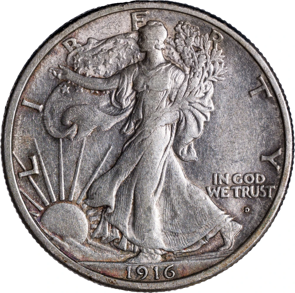 AU-50 1916-D Walking Liberty Half