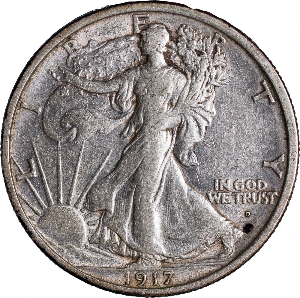 EF-40+ 1917-D Obverse Walking Liberty Half