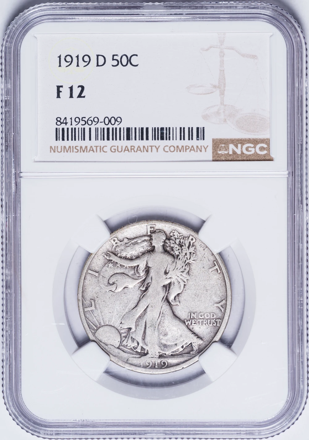 NGC F-12 1919-D Walking Liberty Half