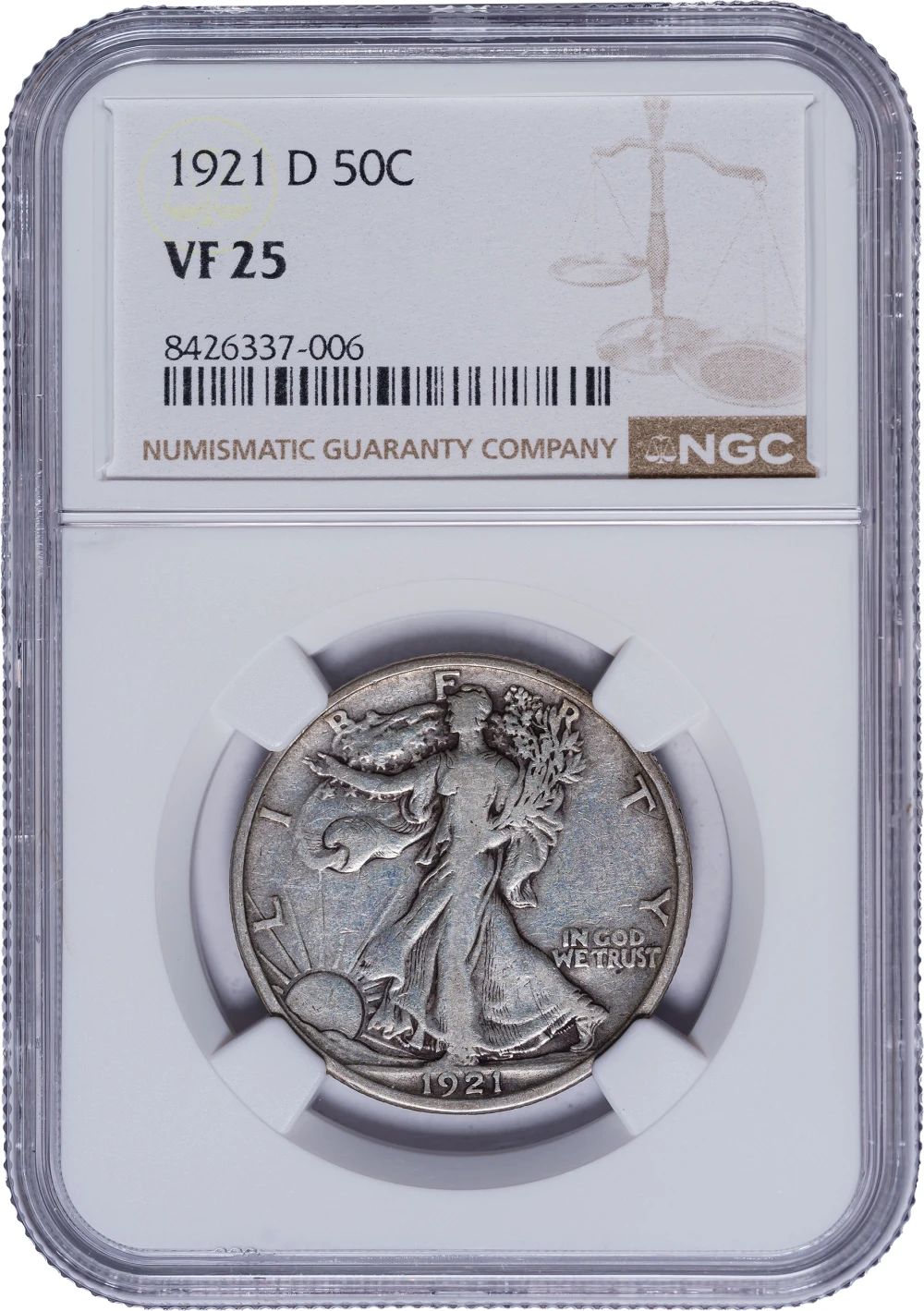 NGC VF-25 1921-D Half Dollar