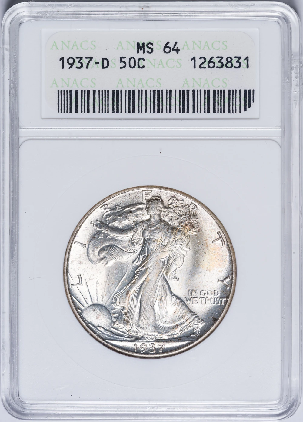 ANACS 1937-D Walking Liberty Half Dollar