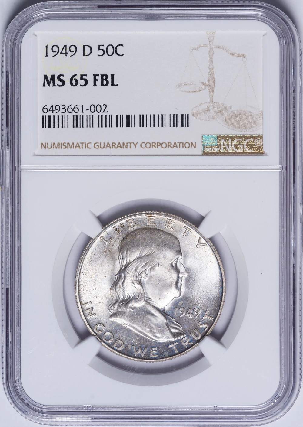 NGC MS-65 FBL 1949-D Franklin Half Dollar