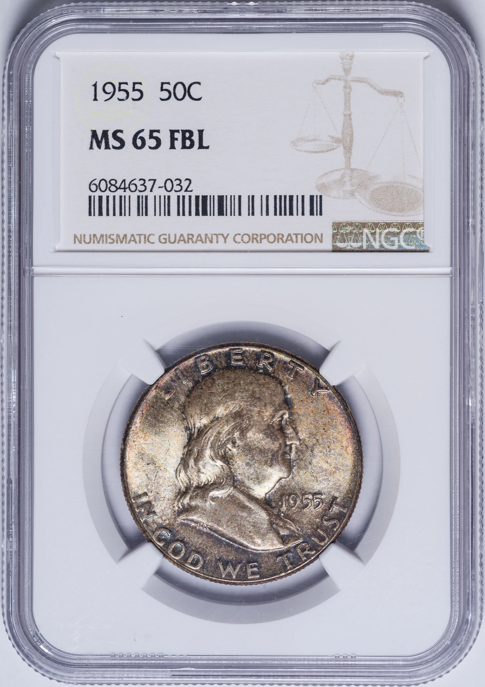 NGC MS-65 FBL 1955 Franklin Half Dollar