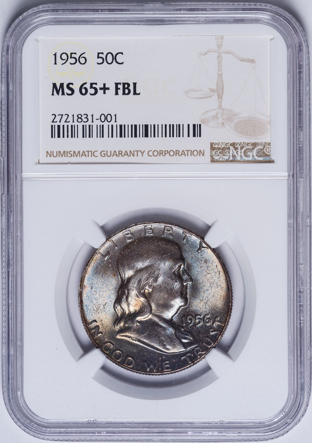 NGC MS-65+ FBL 1956 Franklin Half Dollar