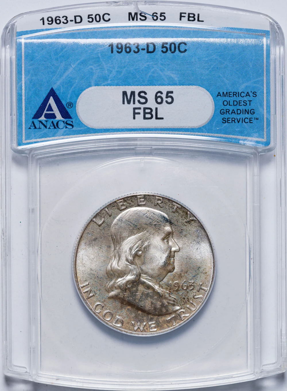 ANACS 1963-D FBL Franklin Half Dollar