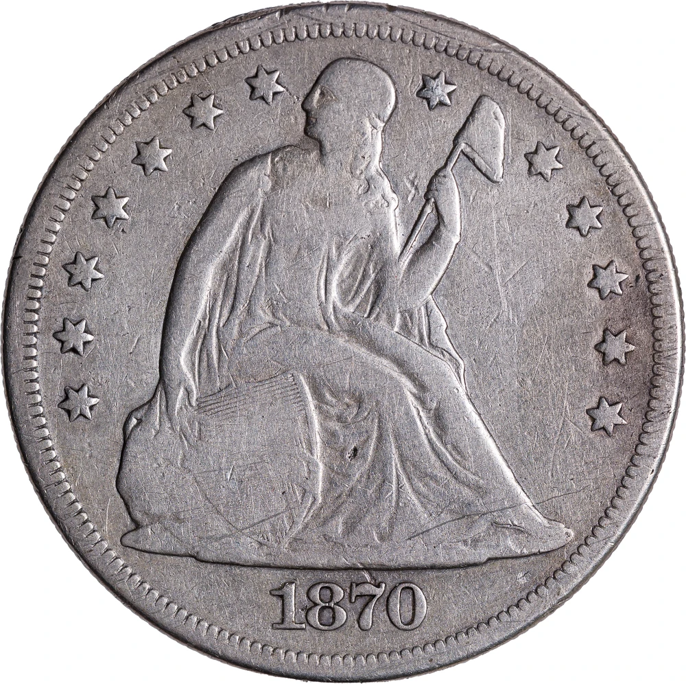 F-12 1870-CC Seated Dollar