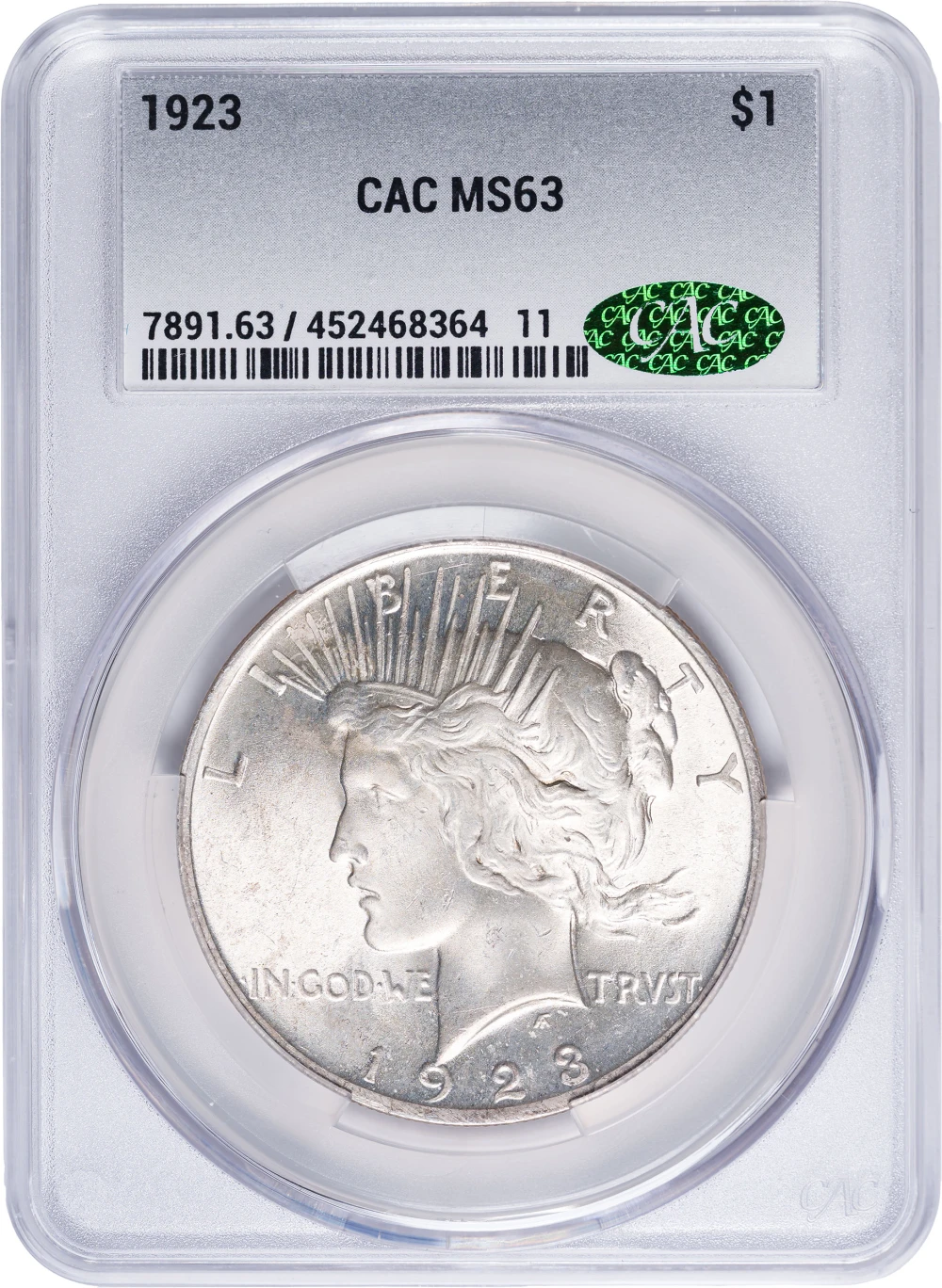 CACG MS-63 1923 Peace Dollar