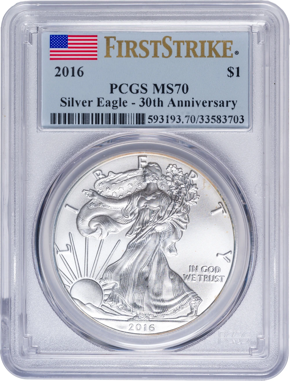 PCGS MS-70 2016 American Eagle Dollar