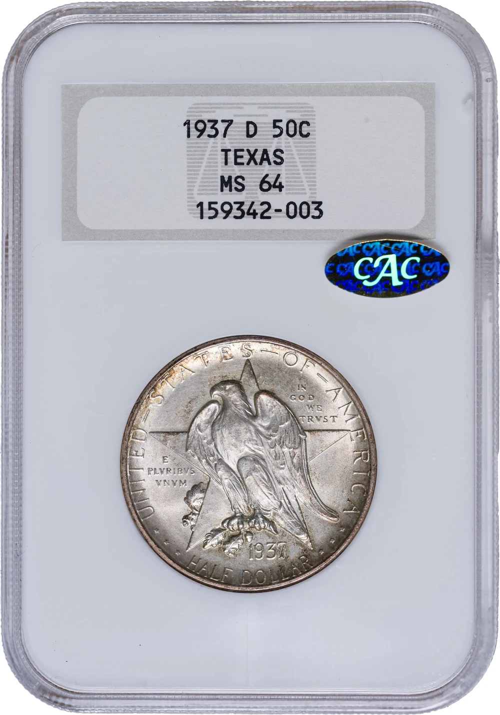 NGC MS-64 CAC 1937-D Texas Half Dollar