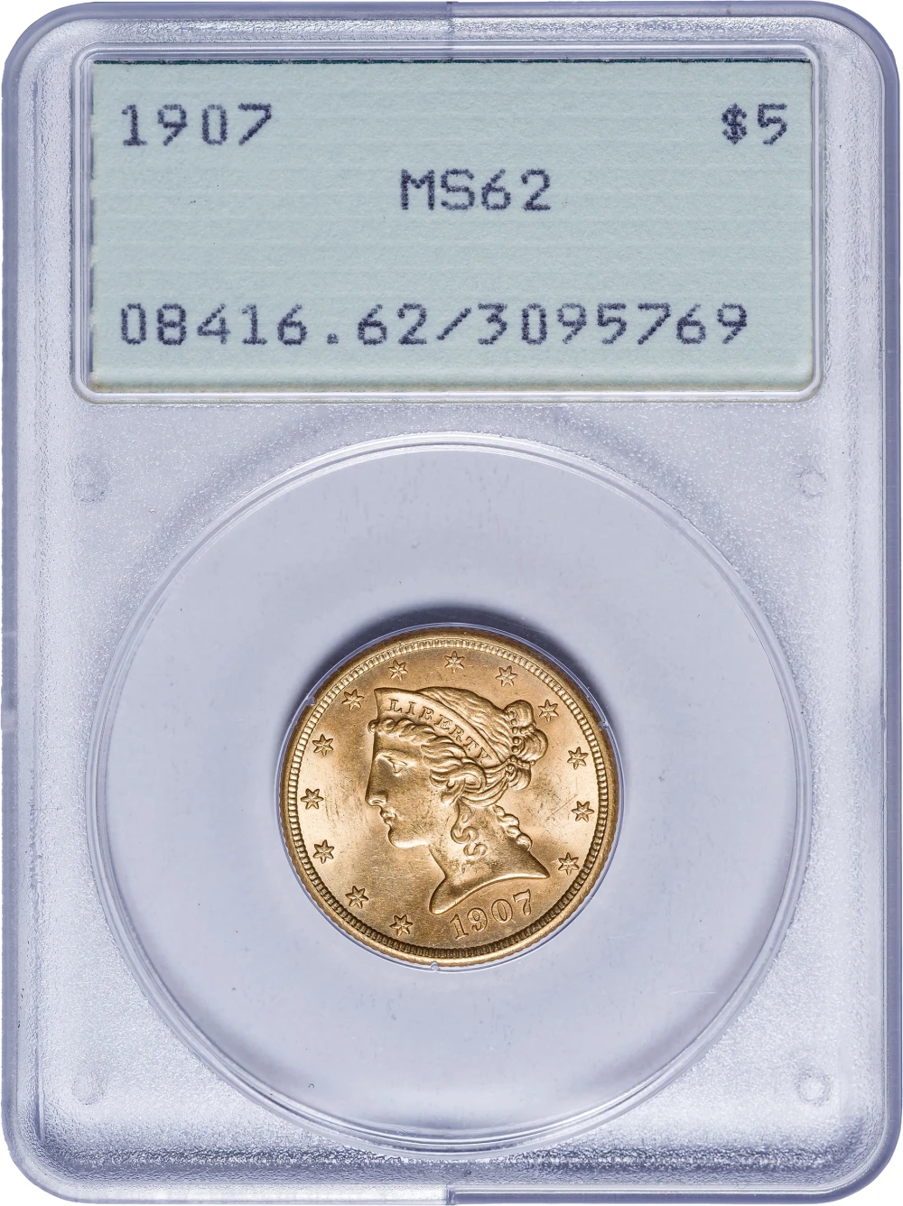 PCGS MS-62 Rattler 1907 $5 Gold Liberty