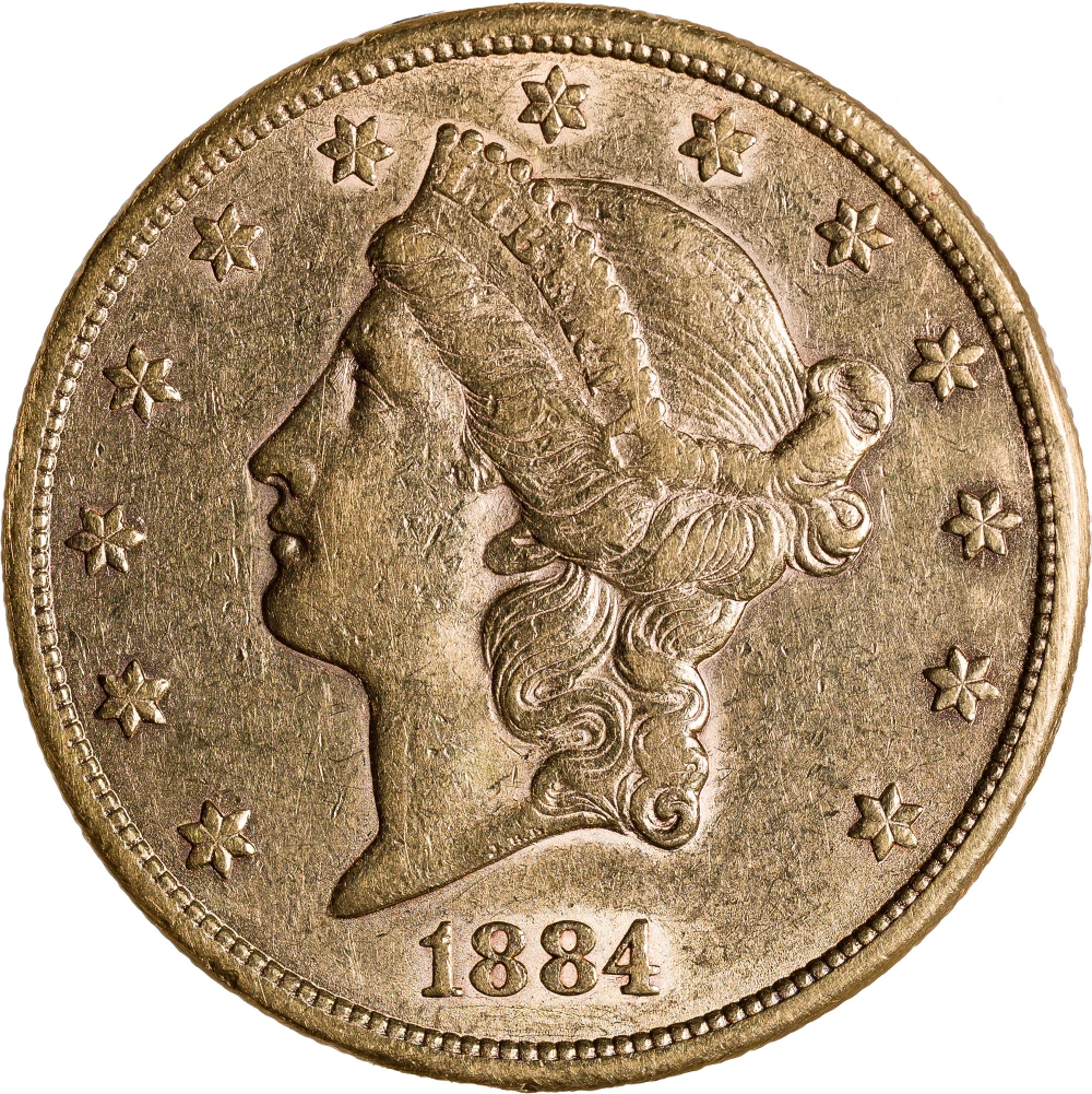 AU-50 1884-CC $20 Gold Liberty