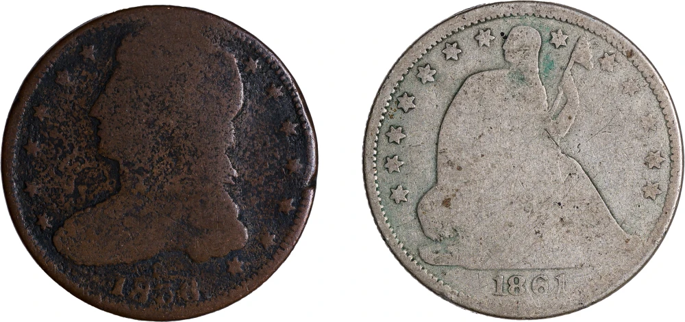 Struck Counterfeit Half Dollar Duo