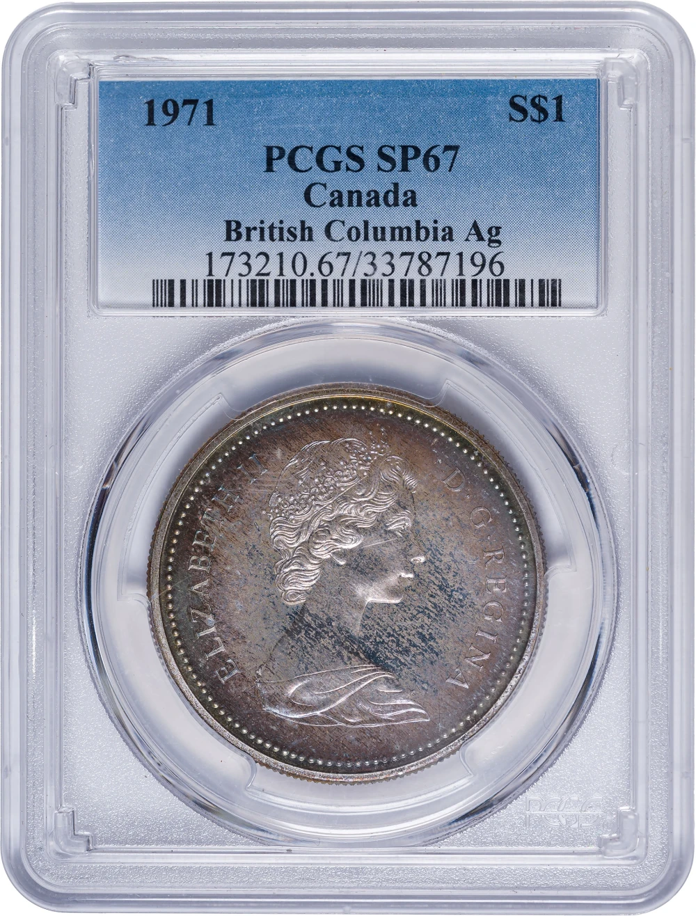 Canada. PCGS Toned Specimen-67 1971 Dollar